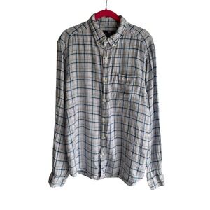 VINEYARD VINES Classic Fit Check Linen Mens Long Sleeve Button Down Shirt, L